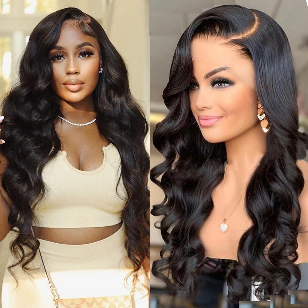 13x4 Body Wave Lace Front Perücken Echthaar vorgezupft klebefreie Perücken Echthaar 150 % Dichte Body Wave 13x4 HD transparente Frontalperücken Echthaar Lace Front Perücken für Frauen Lightinthebox