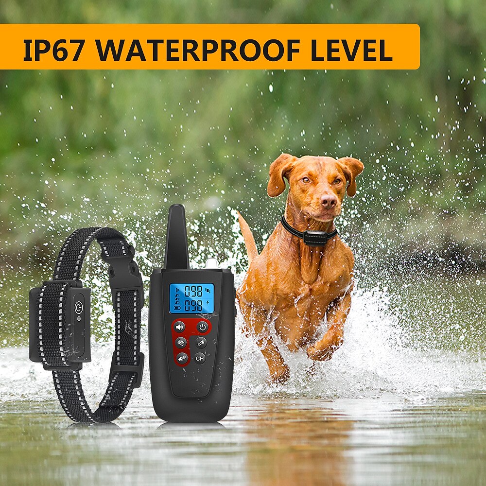 Kein Schock Hundetrainingshalsband 3300 Fuß Reichweite Piepton Vibrations-Haustiertrainer IPX7 Wasserdichtes wiederaufladbares Haustiertrainingshalsband Keine Zacken Geräusch- und Vibrationshalsband Lightinthebox