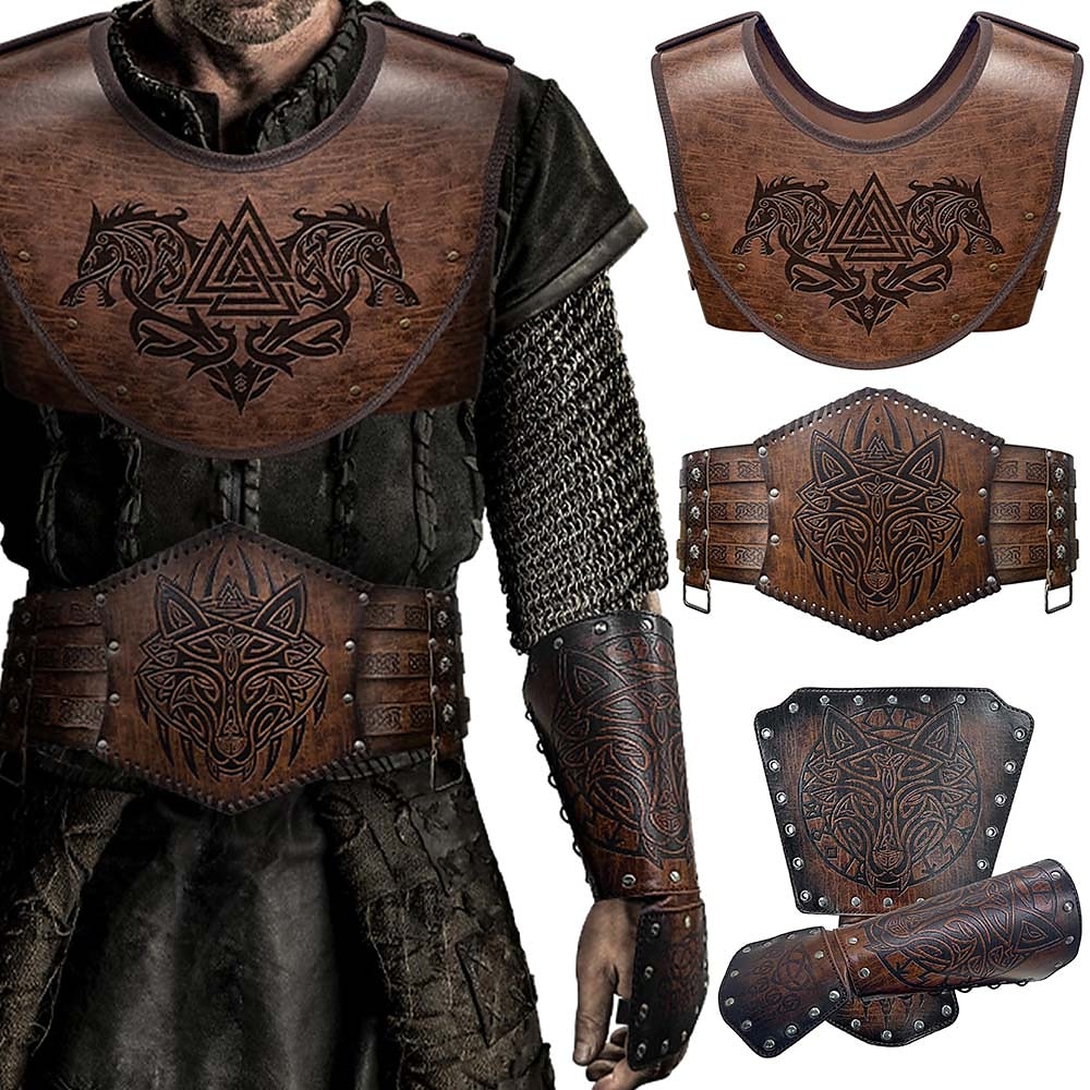 Mittelalterlich Renaissance Waffen und Rüstungen Austattungen Handy Tragegurt Krieger Vikinger Herren Vikinger Halloween Karneval Leistung LARP Ren Faire Erwachsene Weste Taillengürtel Armschützer Lightinthebox