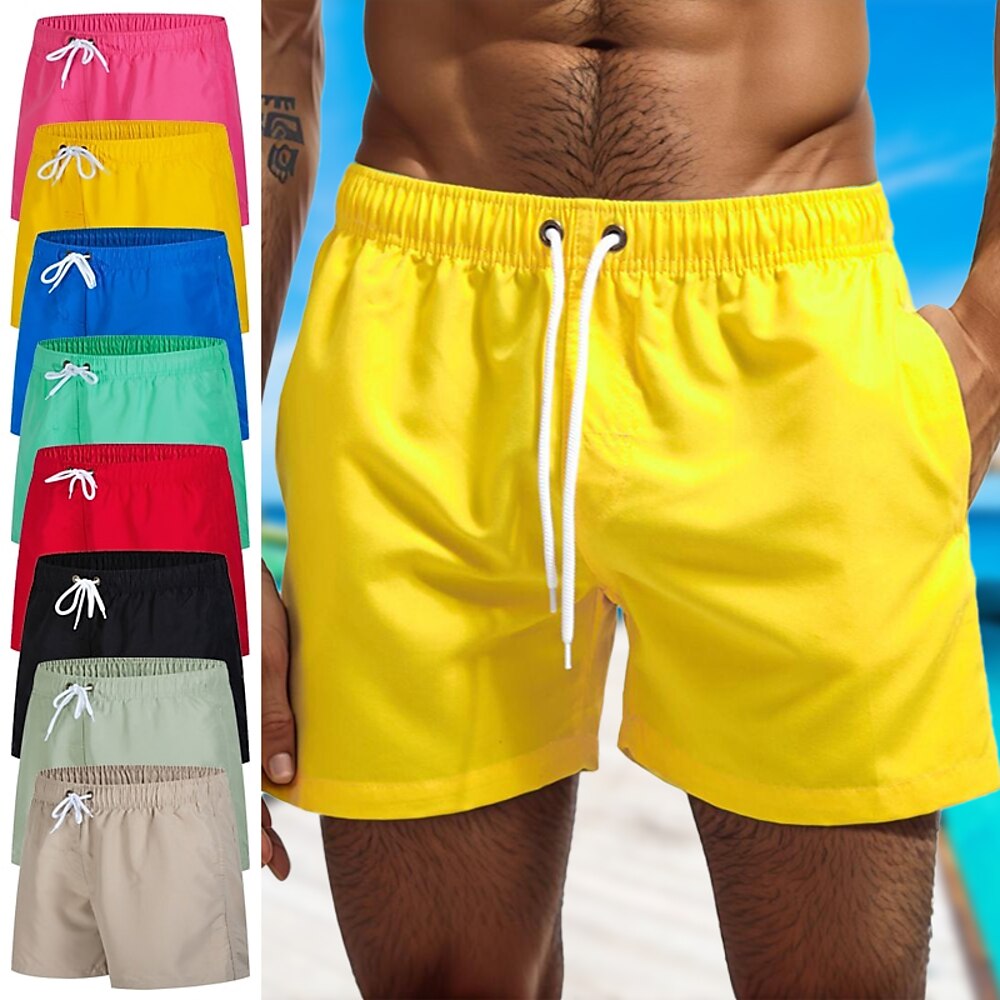 Herren-Badeshorts Badehose mit Mesh-Innenfutter Boardshorts schnell trocknende Unterteile atmungsaktiv dehnbar Kordelzug mit Taschen - Schwimmen Surfen Strand Wassersport einfarbig Frühling Sommer Lightinthebox