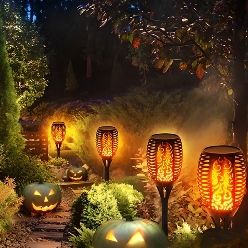 4 stücke solar garten licht ip65 wasserdicht flackernde led landschaft licht im freien hof rasen lampe pfad beleuchtung solar outdoor licht weihnachten hochzeit dekoration Lightinthebox