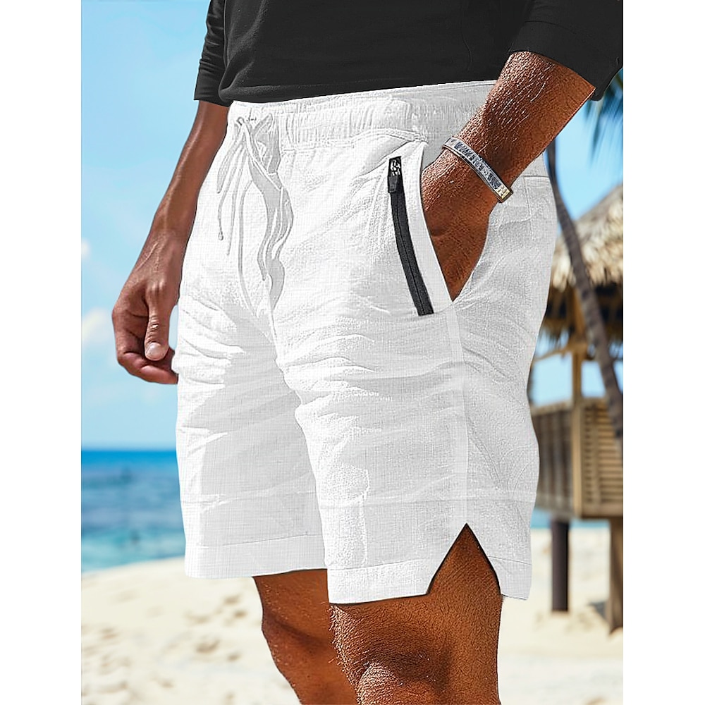 Herren Shorts Kurze Hosen Leinenshorts Kurze Hosen Sommer-Shorts Strandshorts Kurze Hosen Tasche Kordelzug Elastische Taille Glatt Komfort Atmungsaktiv Kurz Casual Täglich Festtage Modisch Klassicher Lightinthebox