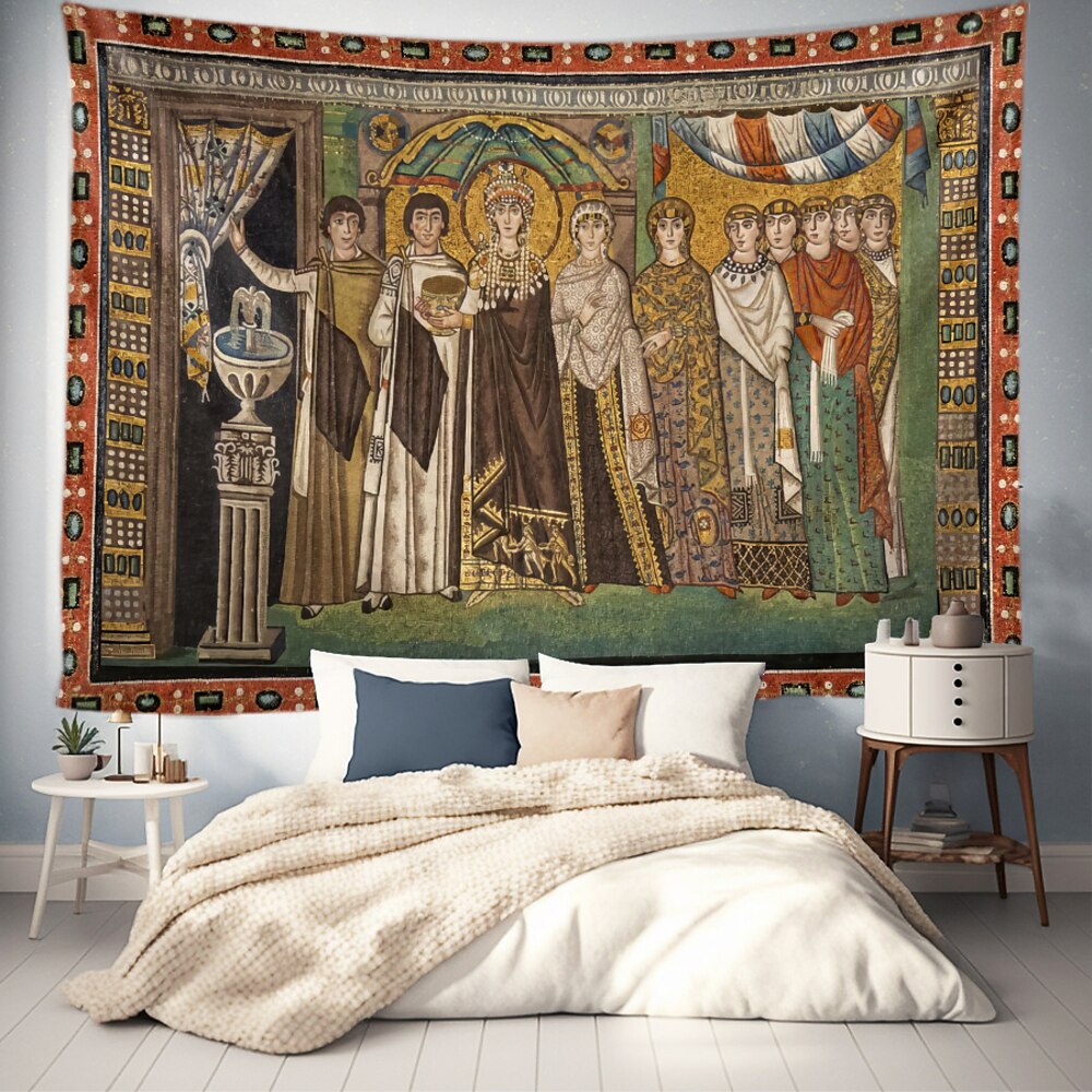 byzantinische Kunst mittelalterliche religiöse Kunst hängende Wandteppich Wandkunst große Wandteppich Wandbild Dekor Fotografie Hintergrund Decke Vorhang Haus Schlafzimmer Wohnzimmer Dekoration Lightinthebox