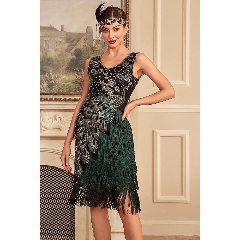 Retro Vintage Brüllen 20s 1920s Flapper Kleid Cocktailkleid Der große Gatsby Damen Pailletten Quaste Maskerade Party / Abend Erwachsene Kleid Homecoming-Kleider Lightinthebox