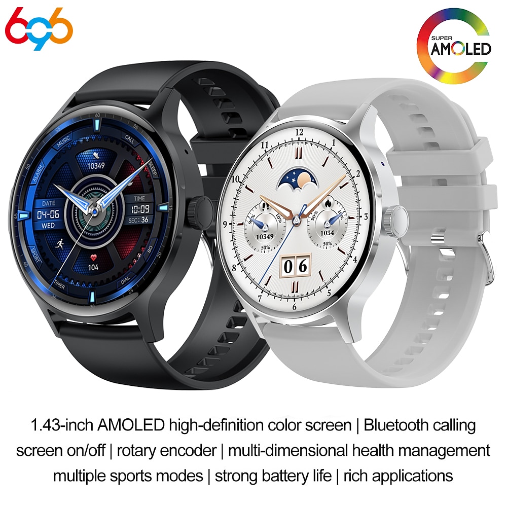 696 HK30 Smartwatch 1.43 Zoll Smartwatch Fitnessuhr Bluetooth EKG PPG Schrittzähler Anruferinnerung Kompatibel mit Android iOS Damen Herren Freisprechanlage Nachrichterinnerung IP 67 46mm Lightinthebox