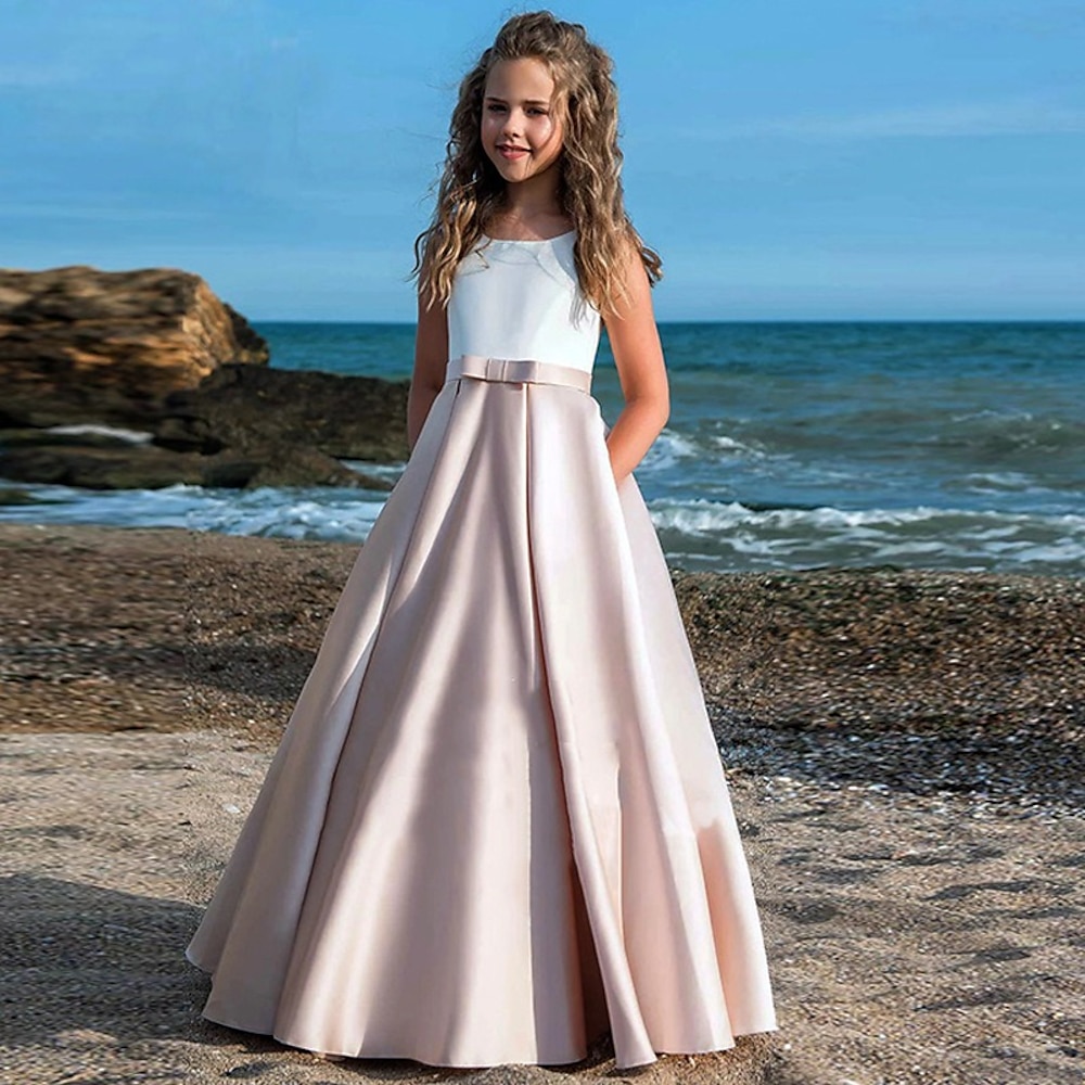 kinderkleidung Mädchen Party Kleid Feste Farbe Ärmellos Leistung Gitter Prinzessin Süß Gitter Mitte der Wade Etuikleid Tüll-Kleid Sommer Frühling Herbst 2-12 Jahre Schwarz Weiß Champagner Lightinthebox