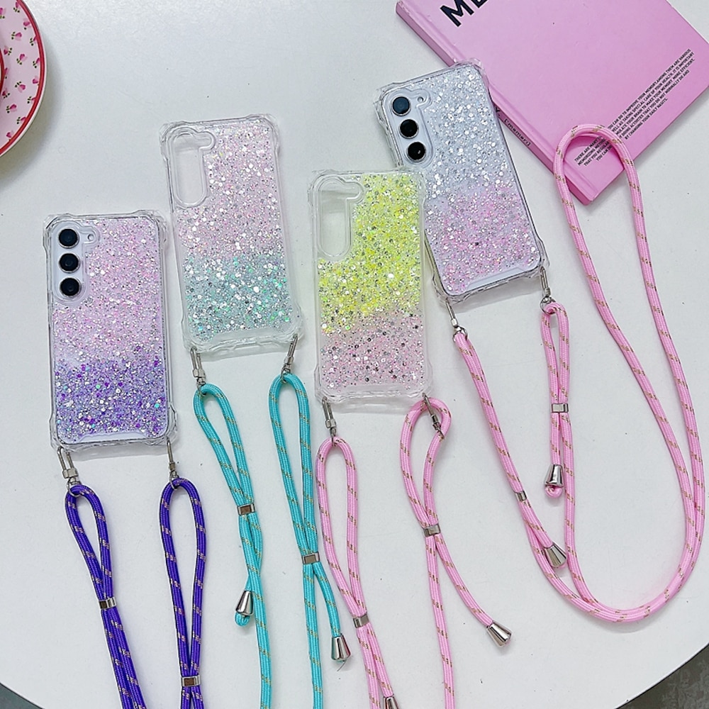 Handy Hülle Handyhüllen Für Samsung Galaxy S24 S24 Ultra Plus S23 Ultra Plus S23 S22 S22 Ultra S21 FE A55 A35 A25 A15 5G A54 A34 A14 Rückseite mit Lanyard Bling Glitzer glänzend Stoßresistent Lightinthebox