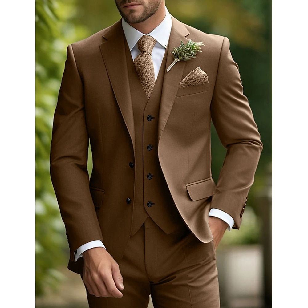 Herren Hochzeit Anzüge Suits Burgunderrot Traube Täglich Geschäftlich Einfarbig Slim Fit 3-teiliges Set Einreiher - 2 Knöpfe Lightinthebox