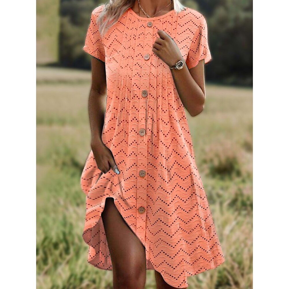 Damen A Linie Kleid Minikleid Taste Urlaub Brautkleider schlicht Rundhalsausschnitt Kurzarm Orange Farbe Lightinthebox