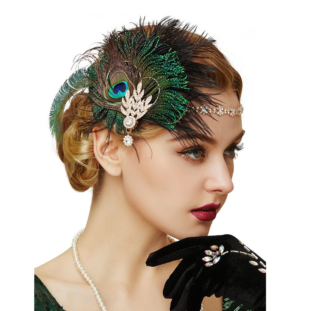 1920s Der große Gatsby Flapper Stirnband Der große Gatsby Damen ohne Kragen Halloween Karneval Maskerade Party Maskerade Festival Erwachsene Haarband Ganzjährig Lightinthebox