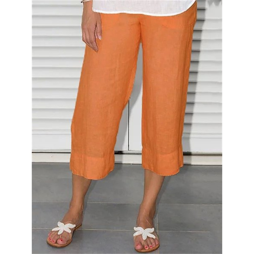 Damen Capri-Shorts Casual Wadenlänge Glatt Seitentaschen Atmungsaktivität Komfortabel Unelastisch Wochenende Schwarz Blau Orange Khaki Sommer Regular Fit Lightinthebox