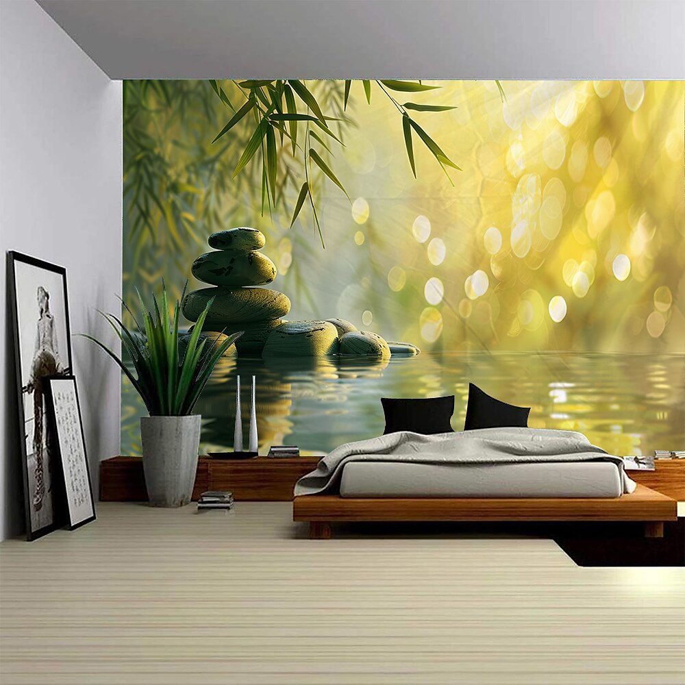 Natur Zen Meditation Wandteppich Wand Kunst große Wandteppich Wandbild Dekor Fotografie Hintergrund Decke Vorhang Haus Schlafzimmer Wohnzimmer Dekoration Wandtuch XXL Natur Lightinthebox