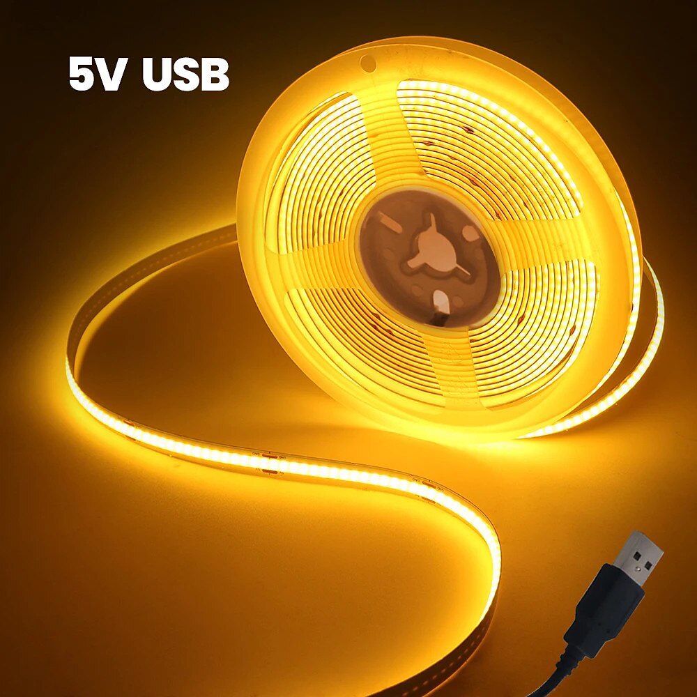 DC 5V USB COB-Streifen 320 LEDs/m flexibles Band Seil Streifenlicht Warmweiß Naturweiß Nachtlampe TV-Hintergrundbeleuchtung LED-Streifen 1m 2m 3m 4m 5m Wohndekor Lightinthebox