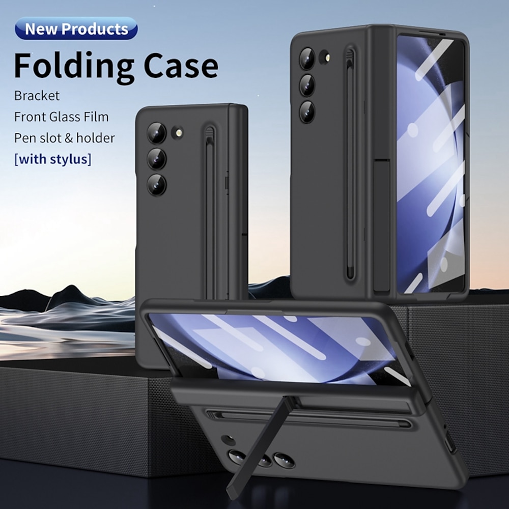 Handy Hülle Handyhüllen Für Samsung Galaxy Z-Falte 6 Z Fold 5 Z Fold 4 Z Fold 3 Rückseite mit Halterung und Displayschutzfolie Ganzkörperschutz Rüstung PC Lightinthebox