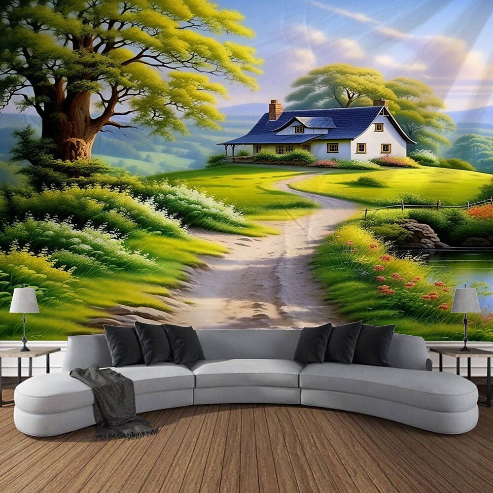 Natur Landschaft Ansicht hängen Wandteppich Wand Kunst große Wandteppich Wandbild Dekor Fotografie Hintergrund Decke Vorhang Haus Schlafzimmer Wohnzimmer Dekoration Bauernhaus Wandtuch XXL Natur Lightinthebox