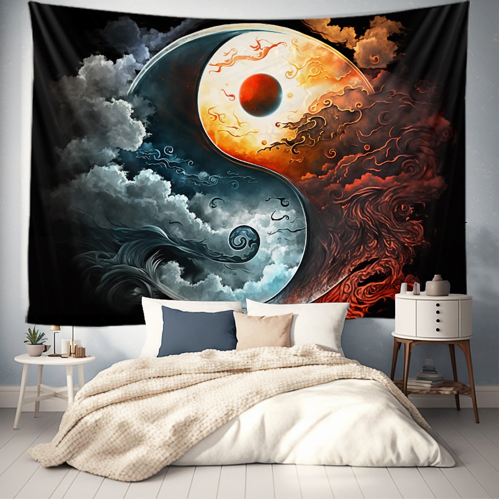 Yinyang Taichi hängender Wandteppich, Wandkunst, großer Wandteppich, Wanddekoration, Fotografie, Hintergrund, Decke, Vorhang, Zuhause, Schlafzimmer, Wohnzimmer, Dekoration Lightinthebox