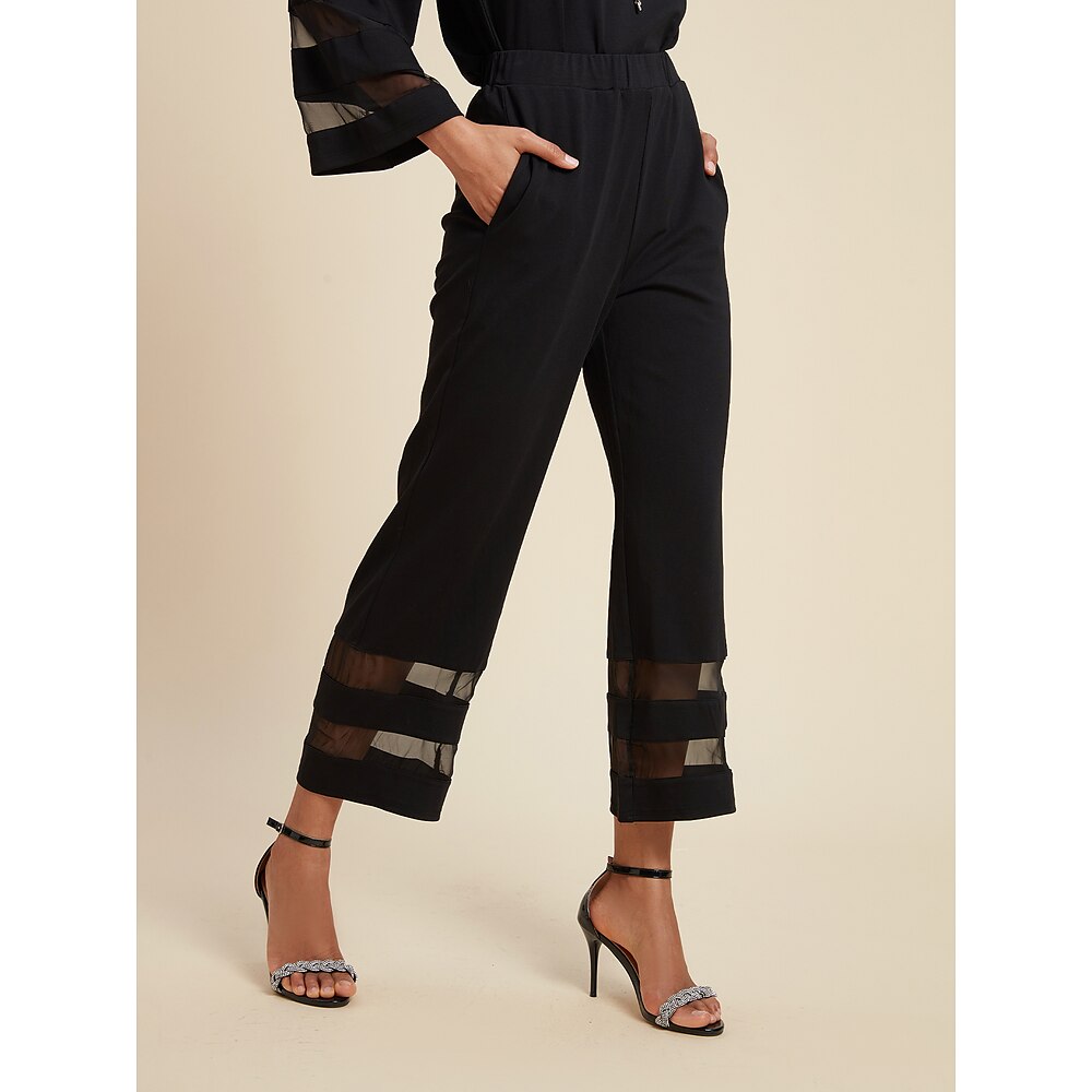 Damen Hosen Hose Knöchellänge Chiffon Hauptstadt Mit Taschen Casual Traditionell-Klassisch Freizeitskleidung Wochenende Schwarz Weiß Frühling Sommer S M L Lightinthebox