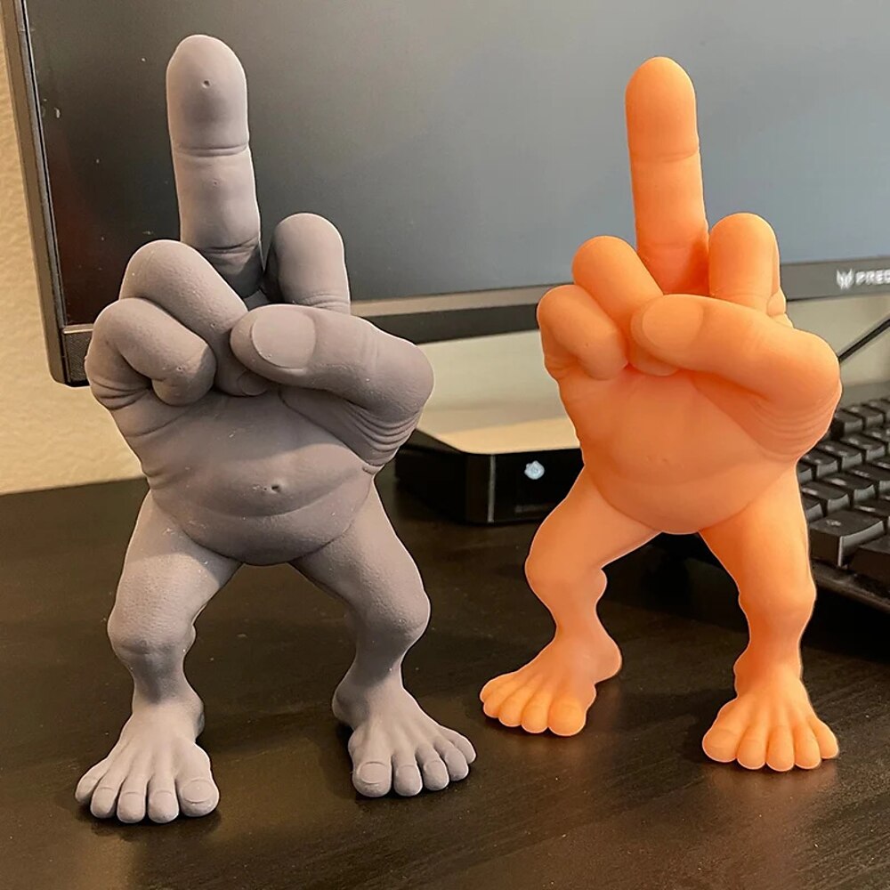 Mittelfingerfigur mit Beinen, 3/7 Zoll groß, der Finger mit Beinen, kreative Mittelfinger-Skulptur aus Kunstharz, Dekoration für den Schreibtisch im Homeoffice, lustiges Scherzgeschenk, Schreibtischzubehör Lightinthebox