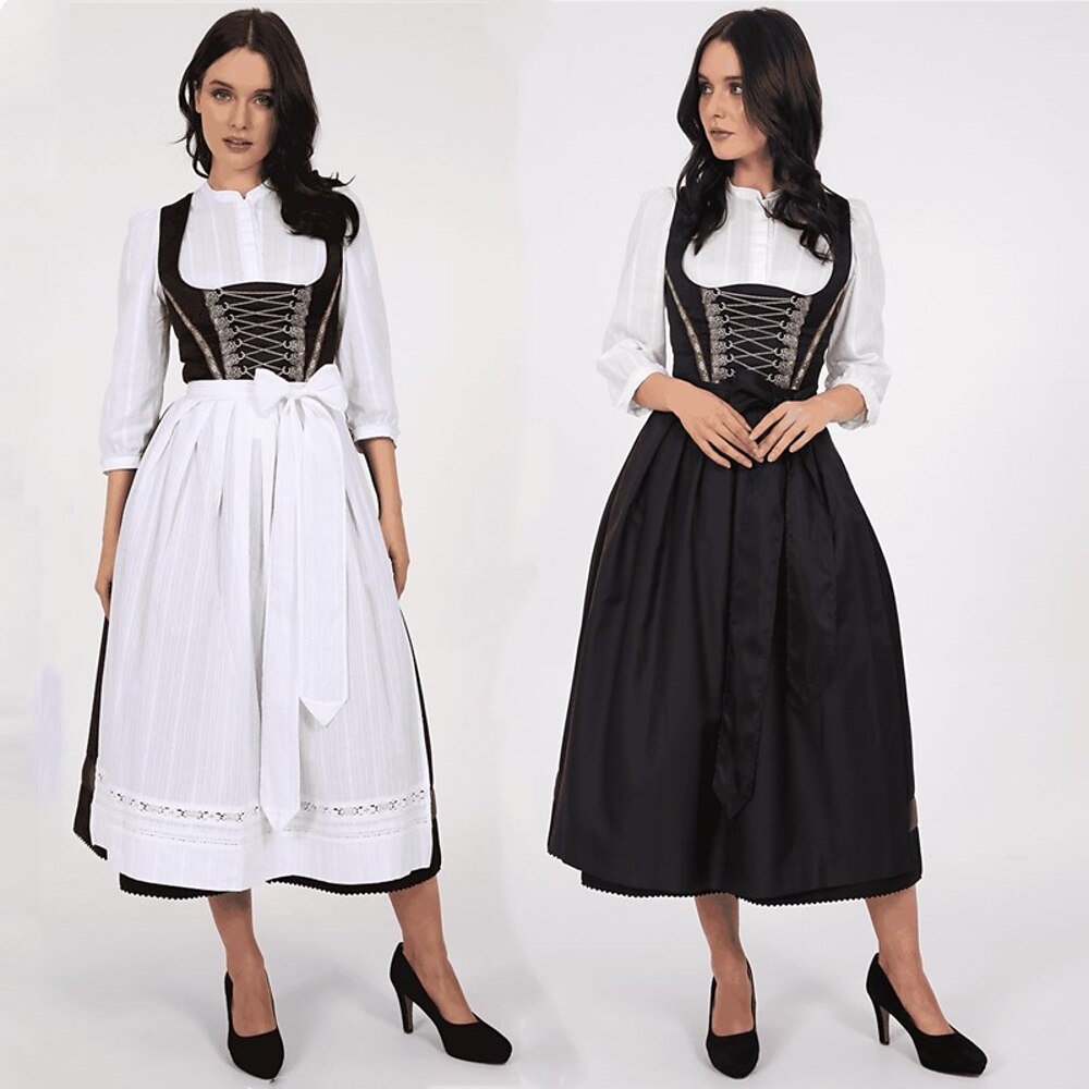 Karneval Oktoberfestbier Kostüm Kleid Dirndl Bayerisch Maid Deutsch München Wiesn Damen Stoff im traditionellen Stil Hemd Kleid Schürze Lightinthebox