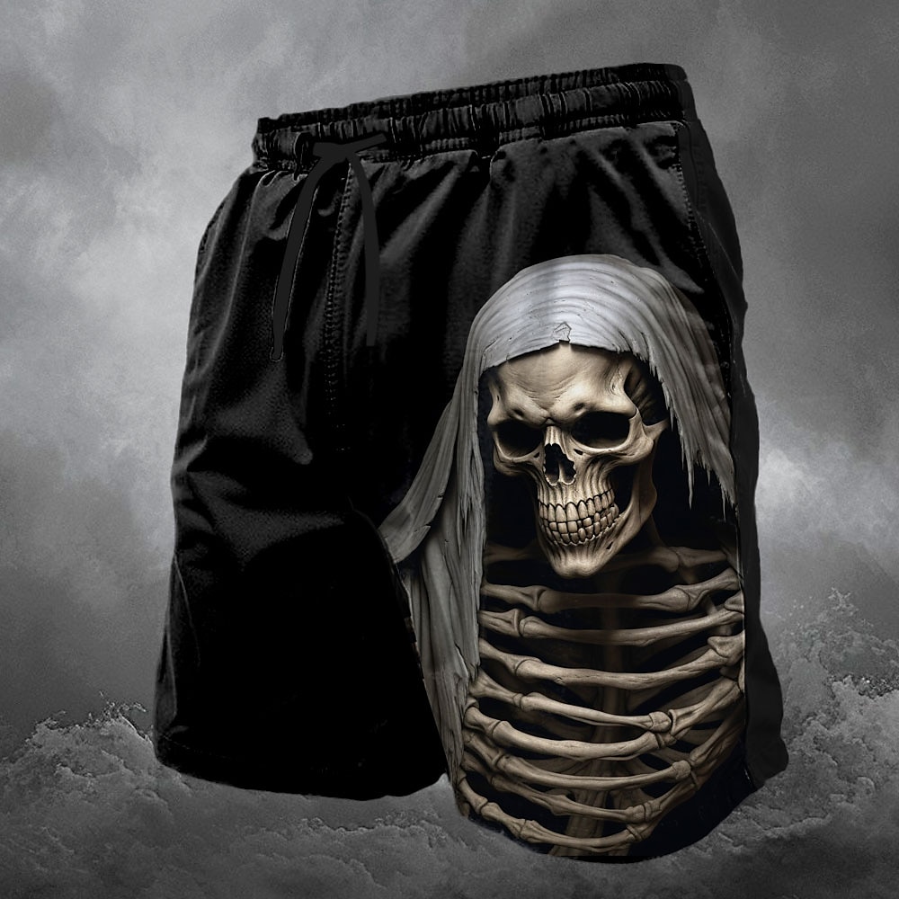 Herren Totenkopf Motiv Shorts Kurze Hosen Sommer-Shorts Lässige Shorts Mittlere Taillenlinie Modisch Strassenmode Designer Casual Täglich Festtage Tasche Kordelzug Elastische Taille Designer Lightinthebox