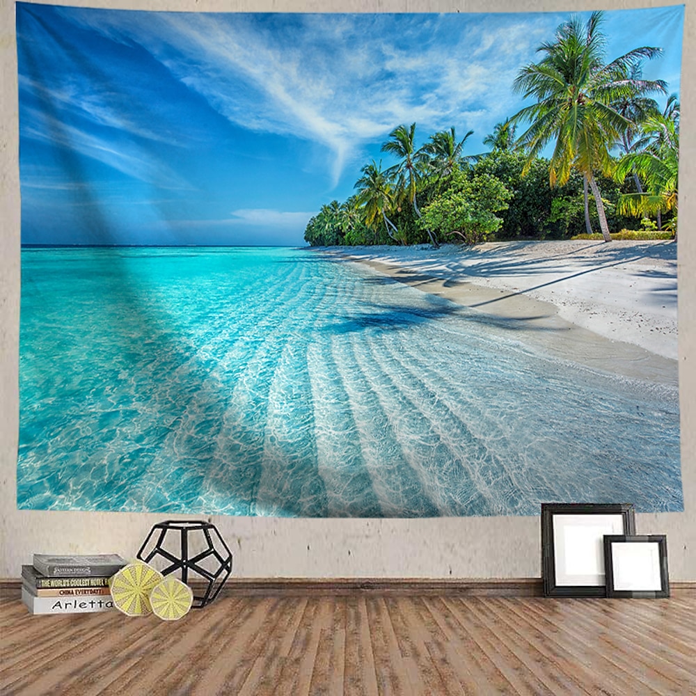 Natur Strand Ozean Wandteppich Wand Kunst große Wandteppich Wandbild Dekor Fotografie Hintergrund Decke Vorhang Haus Schlafzimmer Wohnzimmer Dekoration Lightinthebox