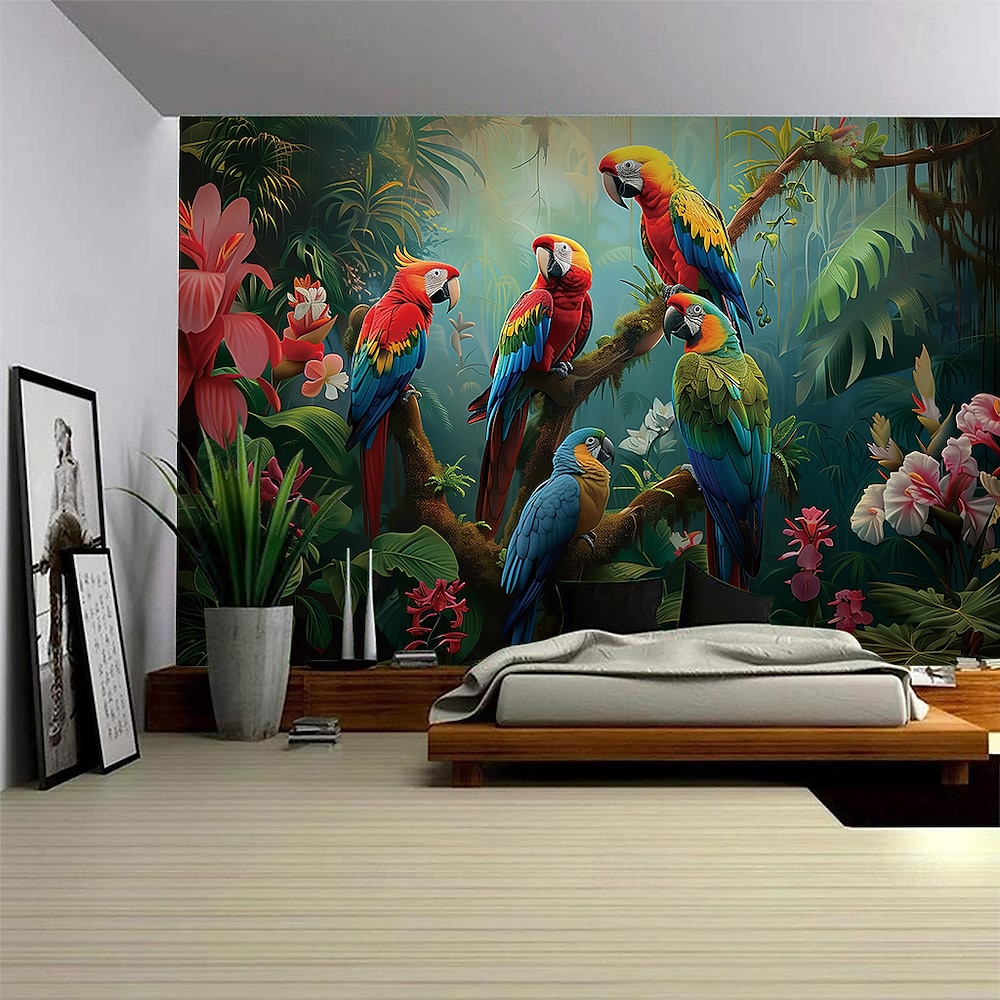 Tropischer Wald Landschaft Wandteppich Wanddekoration großer Wandteppich Wandbild Dekor Fotografie Hintergrund Decke Vorhang Home Schlafzimmer Wohnzimmer Dekoration Lightinthebox