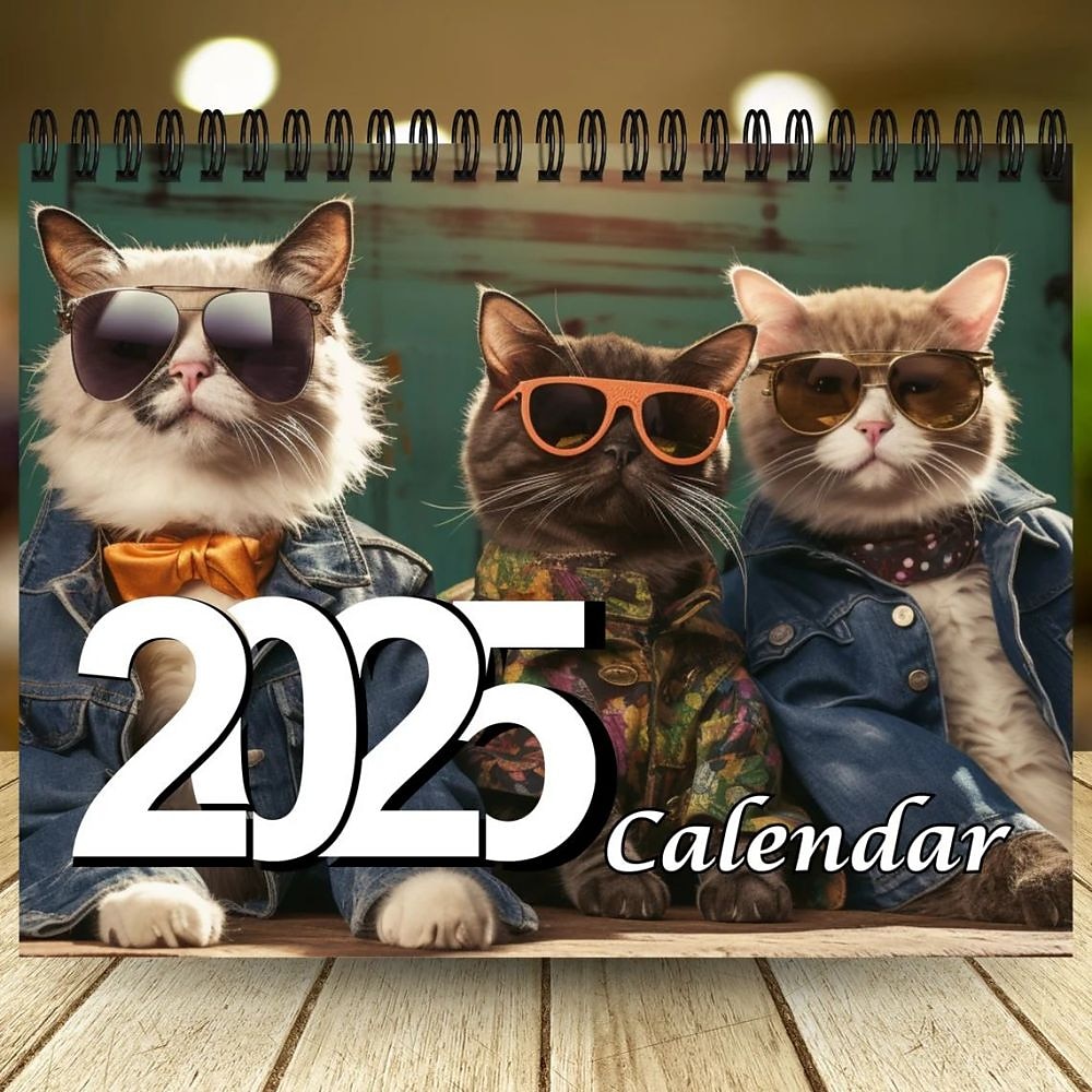 2025 stylischer Katzenkalender, 12-Monats-Kalender, Katzenkalender, Wandkalender, lustiger Katzenkalender, süßer Katzenkalender, Geschenk für Katzenliebhaber Lightinthebox