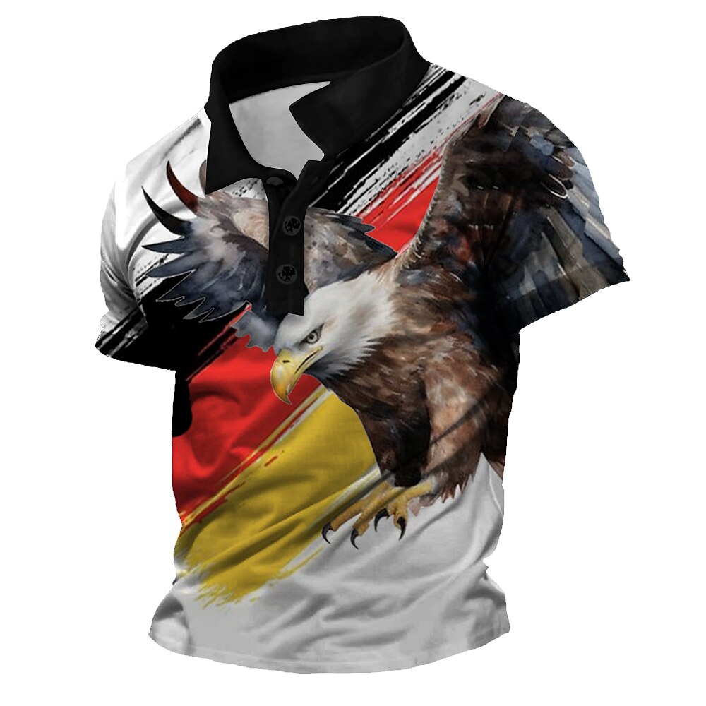 Herren Patriotisch Deutsche Flagge Poloshirts Golfhemd Kurzarm Polo-Shirts Hemden mit Kragen Strassenmode Urlaubskleidung Party-Outfits Knopf 3D-Druck Weiß Lightinthebox