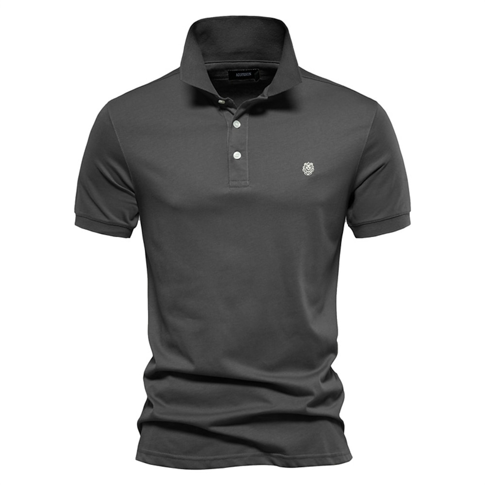 Herren Golfhemd Golfpolo Arbeit Casual Kargen Kurzarm Basic Modern Glatt Bestickt Taste Frühling Sommer Regular Fit Schwarz Marinenblau Lindgrün Hellgrau Dunkelgray Golfhemd Lightinthebox