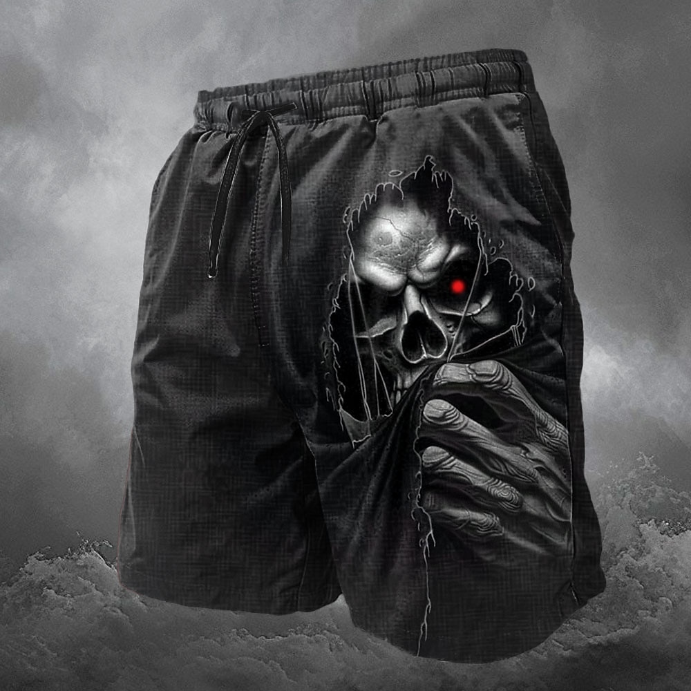 Herren Totenkopf Motiv Badeshorts Boardshorts Badeshorts Shorts Kurze Hosen Mittlere Taillenlinie Vintage Designer Punk Gothic Casual Festtage Klub Designer Bekleidung Lightinthebox