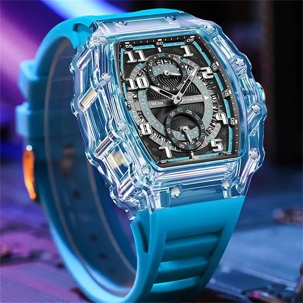 Tinaibin Herren Quarzuhr Outdoor Fashion Casual Armbanduhr leuchtender Kalender Chronograph wasserdichte Silikongeluhr Lightinthebox