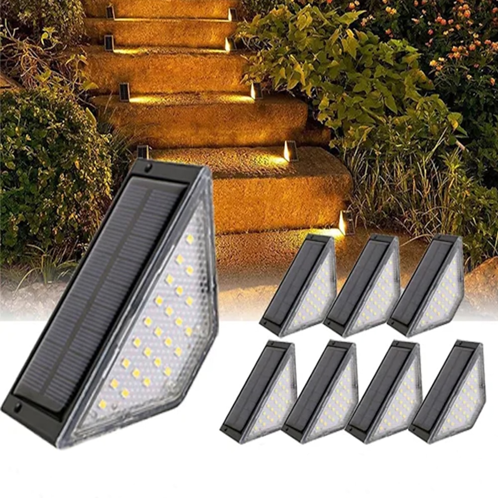 Outdoor-Bewegungs-Solar-LED-Stufenlicht, Garten, wasserdicht, Decklicht, Stufen, Treppe, Terrasse, Hof, Park, Gehweg, Beleuchtung, Landschaft, Dekor, Licht, 2/4/8 Stück Lightinthebox