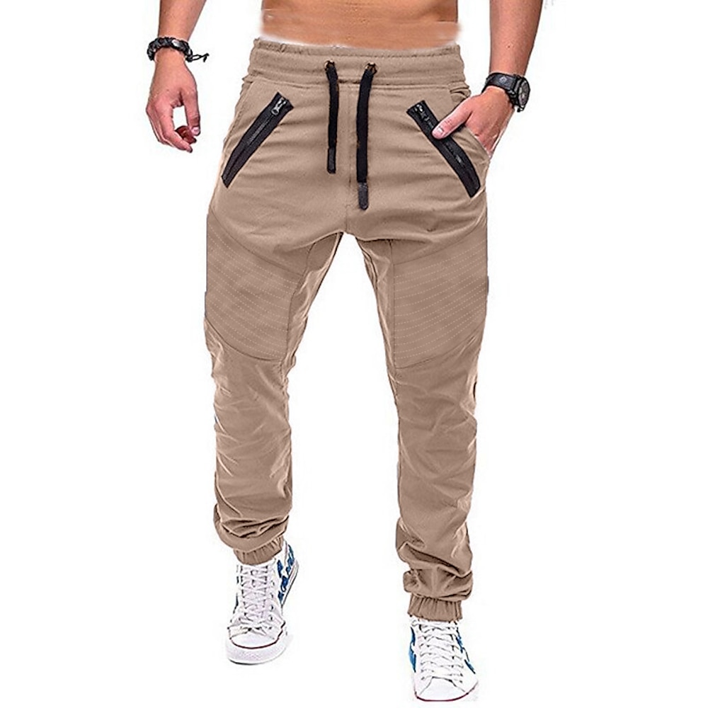 Herren Cargohose Cargohosen Cargohose Jogginghose Jogger Hose Hosen Freizeithose Kordelzug Elastische Taille Mehrere Taschen Einfarbig In voller Länge Täglich Klassisch Brautkleider schlicht Schwarz Lightinthebox