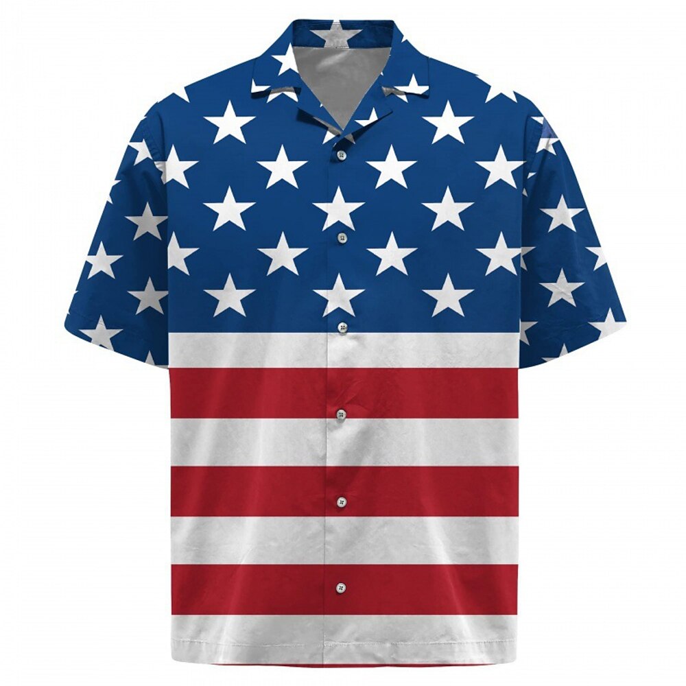USA Flagge Bluse / Hemd Hawaiihemden Erwachsene Herren Lustig Party Urlaub Strand Karneval Tag der Unabhängigkeit 4. Juli Einfaches Karnevalskostüm Lightinthebox