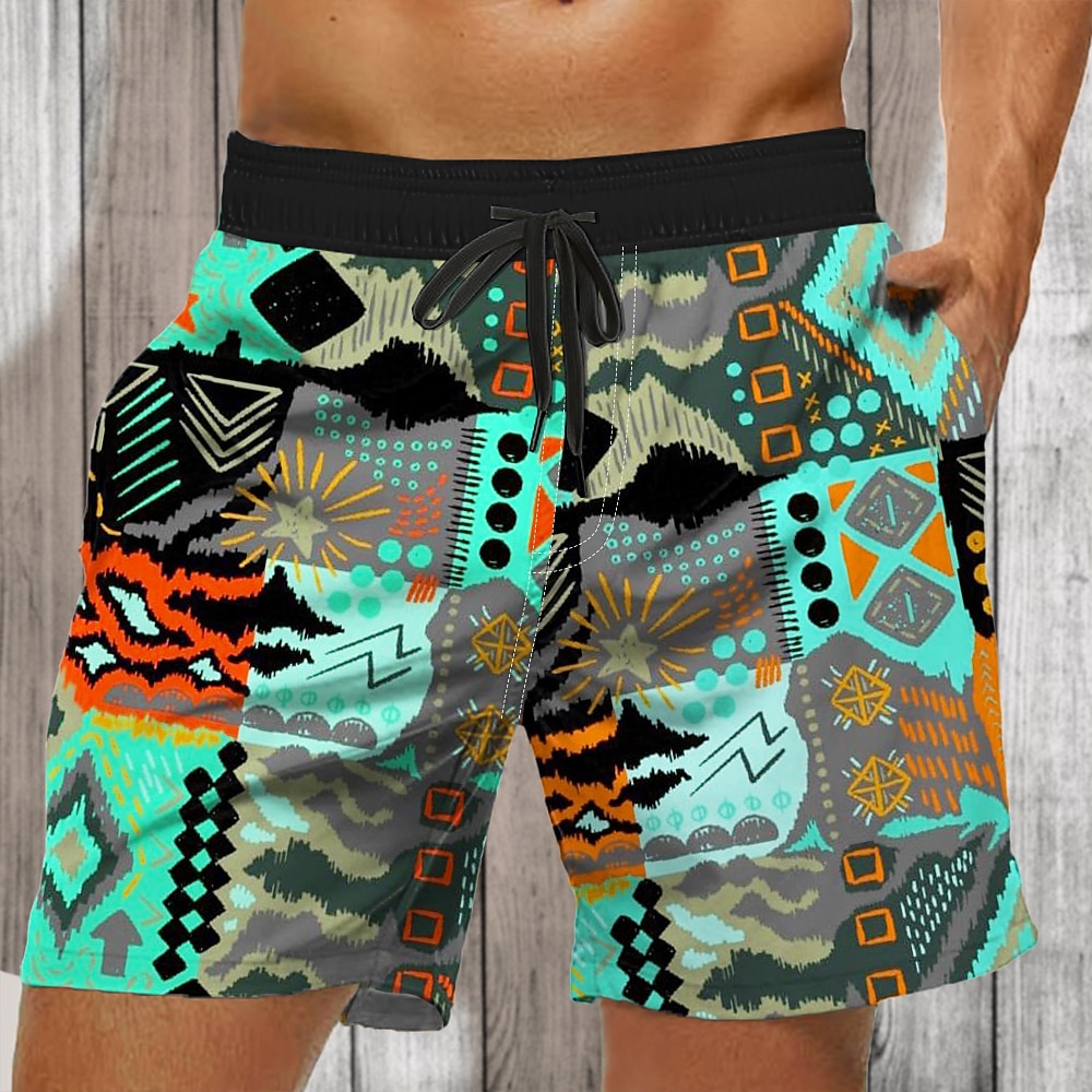 Herren Baum Sonne Gitter / Plaid Badeshorts Boardshorts Badeshorts Shorts Kurze Hosen Mittlere Taillenlinie Modisch Strassenmode Designer Casual Täglich Festtage Tasche Kordelzug Elastische Taille Lightinthebox