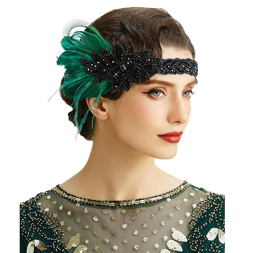 1920s Der große Gatsby Flapper Stirnband Der große Gatsby Damen ohne Kragen Halloween Karneval Maskerade Party Maskerade Festival Erwachsene Haarband Ganzjährig Lightinthebox