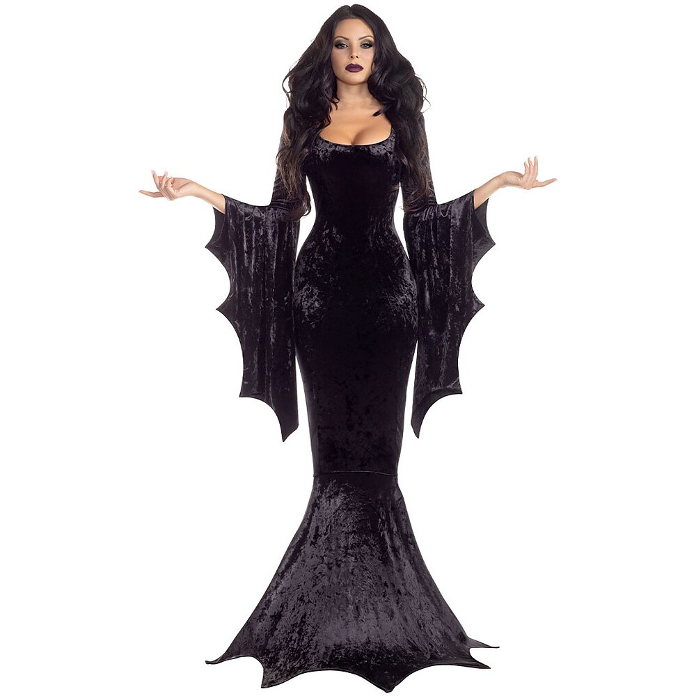 Vampir Morticia Addams Cosplay Kostüm Erwachsene Damen Cosplay Party Maskerade Karneval Maskerade Einfaches Karnevalskostüm Lightinthebox