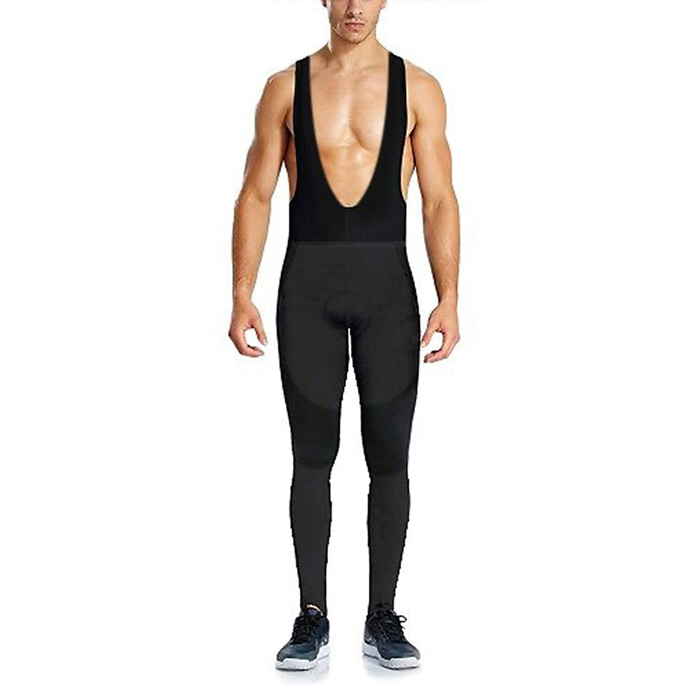 Herren Radhose lang mit Trägern Fahhrad Hosen Trägerhose / Lange Radhose Mit Trägern Formschluss MTB Mountain Rennrad Sport Geometrisch 3D-Pad Atmungsaktiv Schnelltrocknend Antistatisch Schwarz Lightinthebox