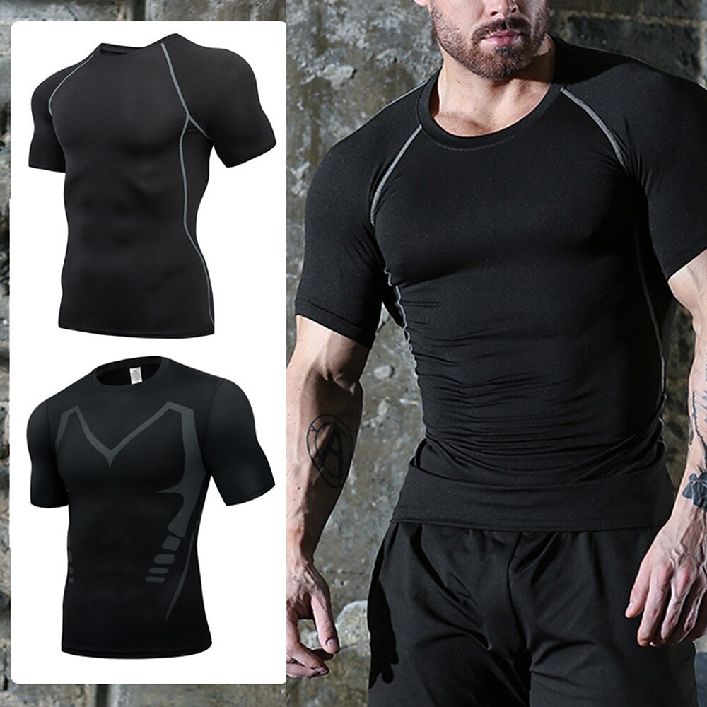 Herren Funktionsshirt Athletisches Hemd Fitnessstudio-Shirt Fitness Shirt Kurzarm T-Shirt Casual Athlässigkeit Atmungsaktiv Schnelltrocknend Weich Fitnesstraining Laufen Gehen Sportbekleidung Lightinthebox