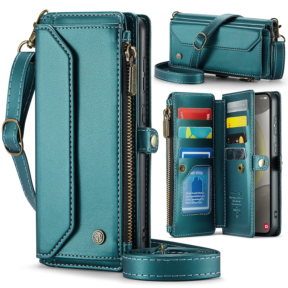 Handy Hülle Handyhüllen Für Samsung Galaxy S24 Ultra S24 Plus S24 Brieftasche Kartenetui mit Handschlaufe Kartenschlitz Stoßresistent Retro Lightinthebox