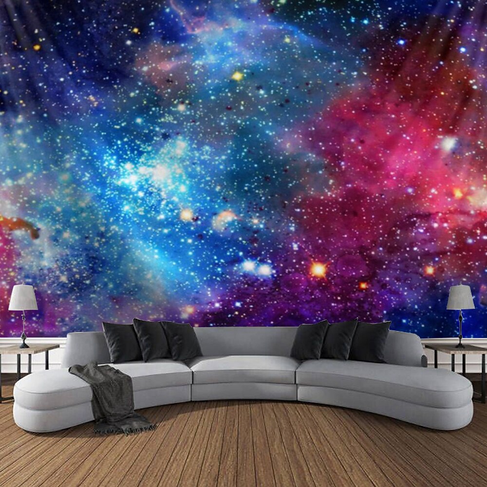 Wandteppich Galaxie Tapisserie Nebel Sternenhimmel Tapisserie bunte kosmische aus Weltraum psychedelische mystische Sterne Tapisserie Wandbehang für Decke Wohnzimmer Wohnheim Wandtuch XXL Natur Lightinthebox