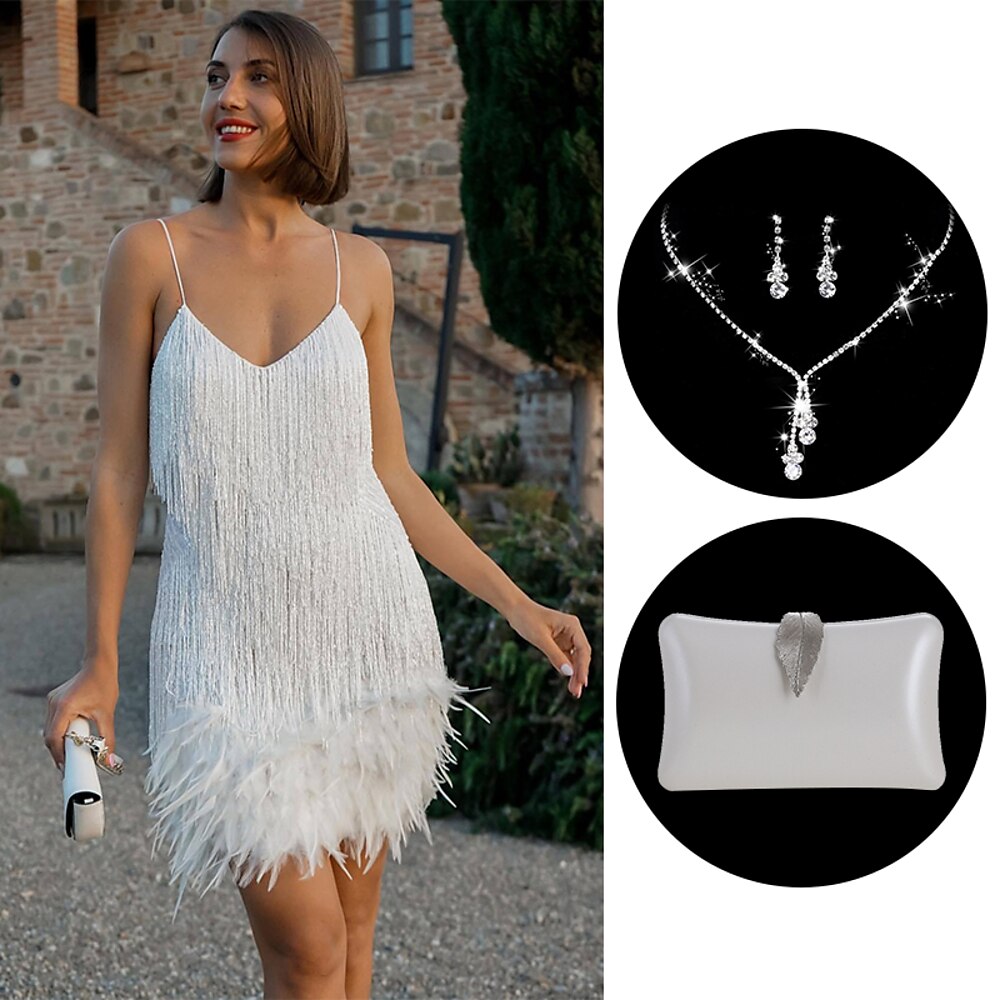 Retro Vintage Brüllen 20s 1920s Flapper Kleid Cosplay Kostüm Austattungen Der große Gatsby Damen Quaste Feder Weihnachten Halloween Party / Abend Kleid Lightinthebox