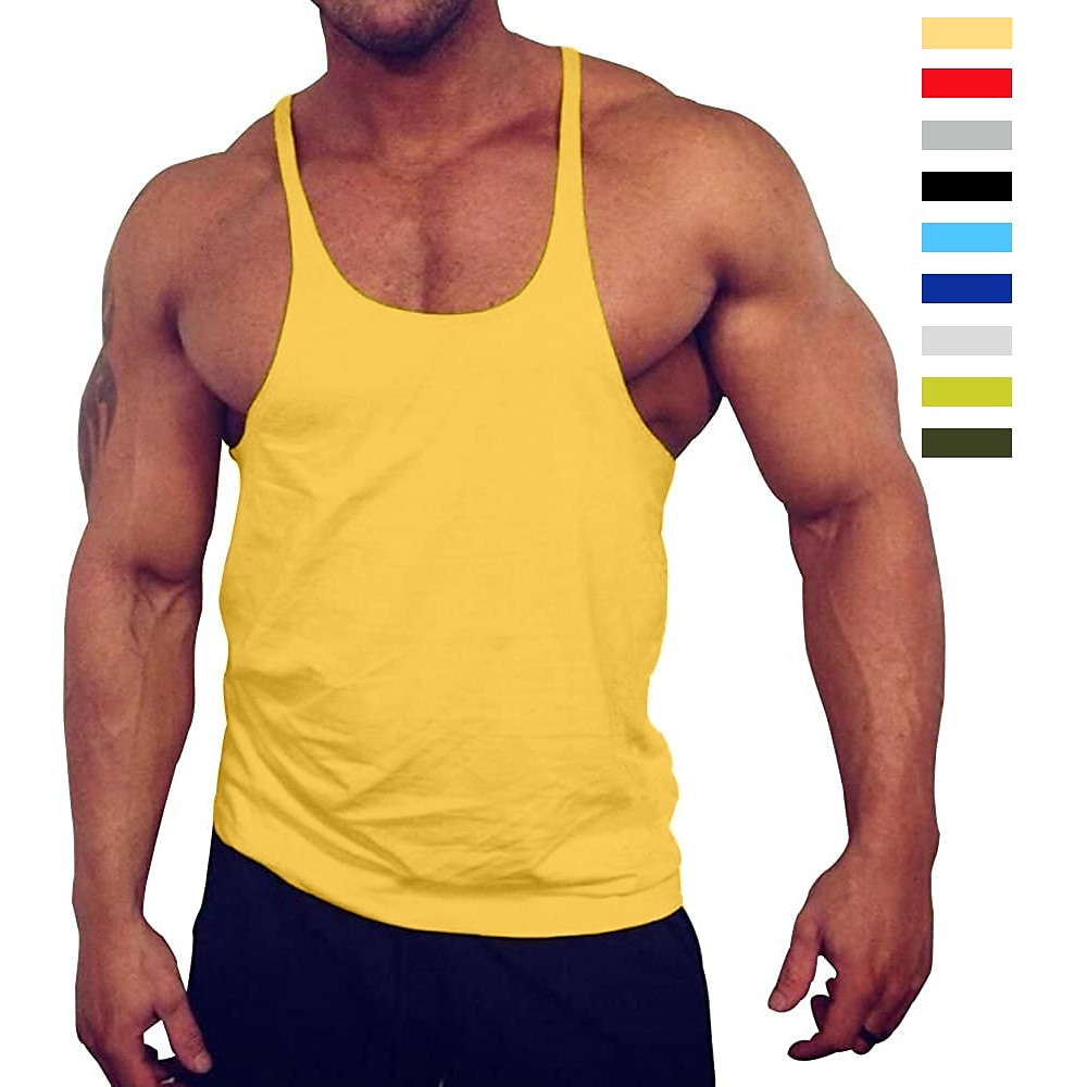 Herren Tank Top Running Sport Top Fitnesshemd Ärmellos Muskelshirt Casual Sommer Baumwolle Atmungsaktiv Schnelltrocknend Weich Yoga Fitness Fitnesstraining Sportbekleidung Sportkleidung Crimped Army Lightinthebox