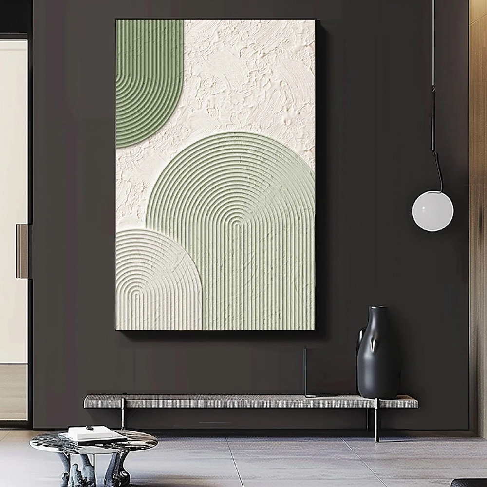 Ölgemälde handgemachtes beiges Wabi Sabi Ölgemälde handgemalte Wandkunst grün beige abstraktes Gemälde großes grünes minimalistisches Wandkunst beige strukturiertes Leinwandgemälde neutrales Lightinthebox