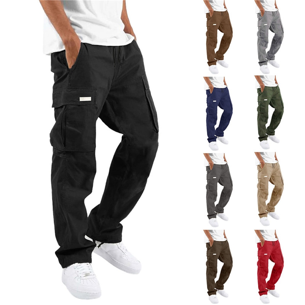 Herren Cargohose Cargohosen Cargohose Kordelzug Elastische Taille Multi Pocket Glatt tragbar Outdoor Täglich Campen und Wandern Modisch Klassisch Meerblau Schwarz Lightinthebox