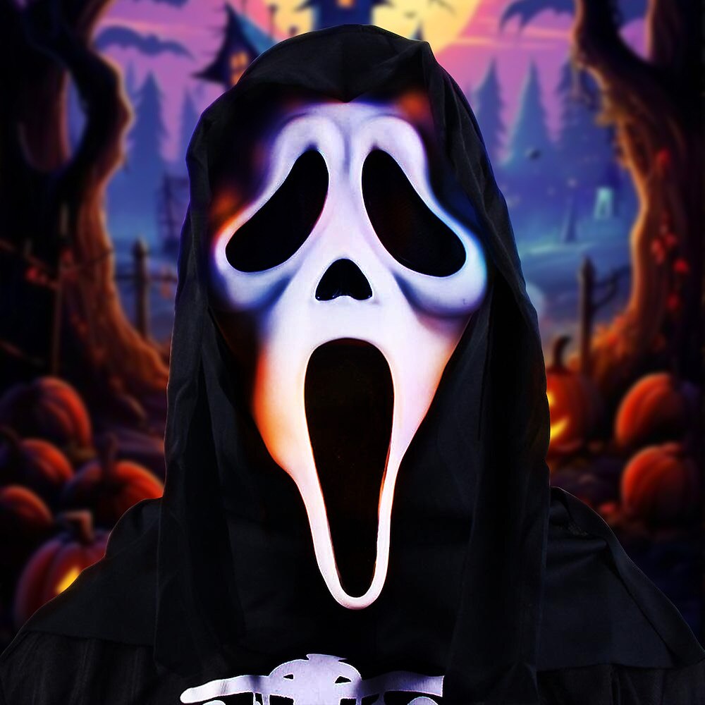 Ghostface-Maske, Teufelsgespenst, Cosplay-Kostüme, Latex-Horrormasken, Ghost Face Scream-Helm, gruselige Halloween-Party-Maskerade-Requisiten, Karneval Lightinthebox