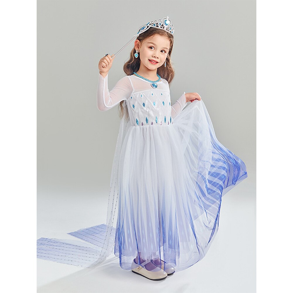 Frozen Märchen Prinzessin Elsa Austattungen Blumenmädchen Kleid Motto-Party-Kostüm Mädchen Film Cosplay Cosplay Karneval Kindertag Party / Abend Lightinthebox