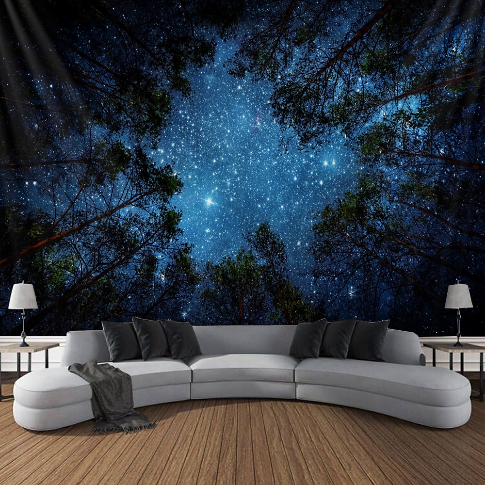 Wandteppich Galaxy Tapisserie Sternenhimmel Psychedelische Weltraum Landschaft Lila Kunstdruck Wandbehang für Wohnkultur Wohnzimmer Schlafzimmer Wandtuch XXL Natur Lightinthebox