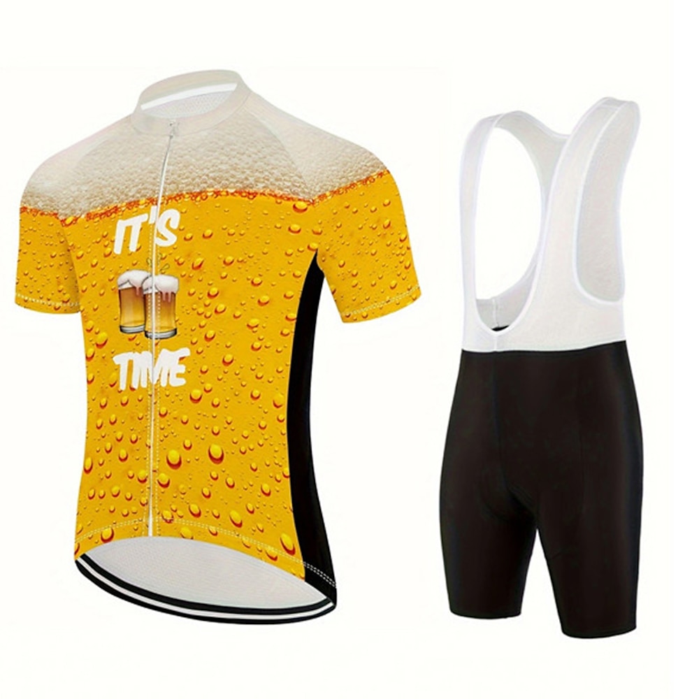 Herren Radtrikot mit Radhose kurz Trägern fahrradbekleidung Kurzarm MTB Mountain Rennrad Gelb Oktoberfest-Bier Fahhrad Spandex Sport Oktoberfest-Bier Bekleidung Lightinthebox