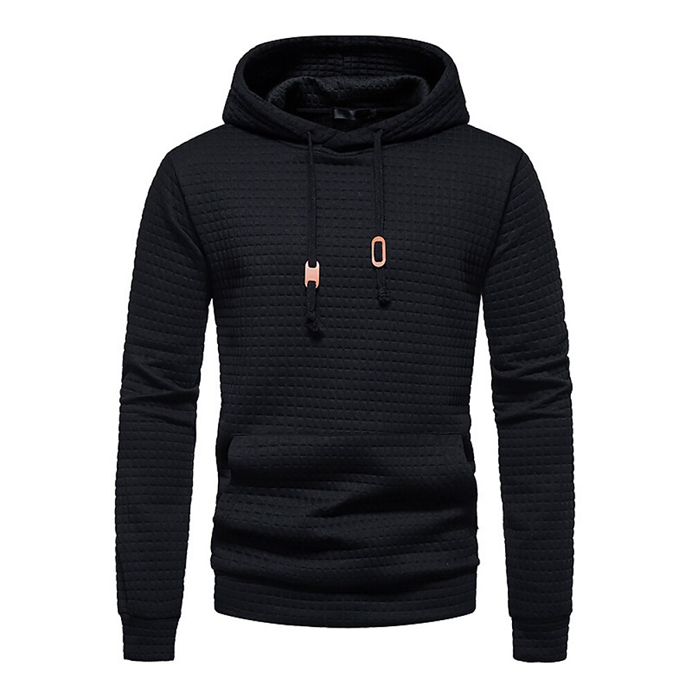 Herren Kapuzenpullover mit Waffelmuster Hoodie Sweatshirt Kapuze Schwarz Weiß Hellgrau Dunkelgray Mit Kapuze Glatt Tasche Sport Natur Täglich Festtage Strassenmode Basic Brautkleider schlicht Lightinthebox